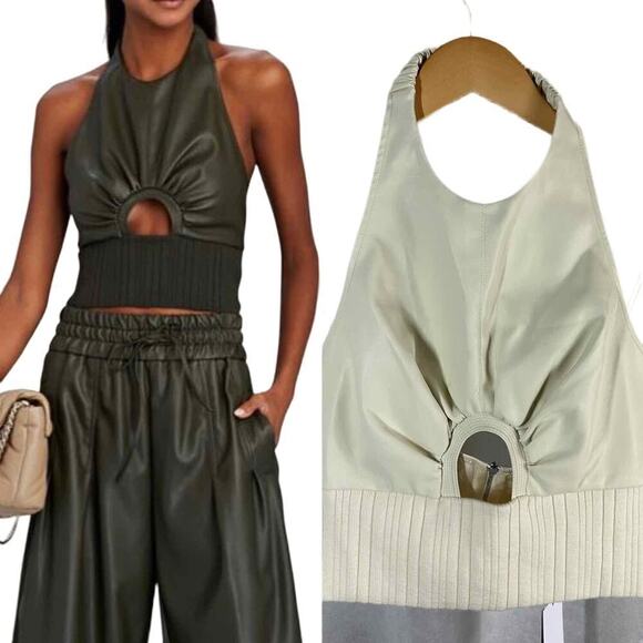 3.1 Phillip Lim Eggshell Vegan Leather Halter Top Size 6 - Picture 7 of 12